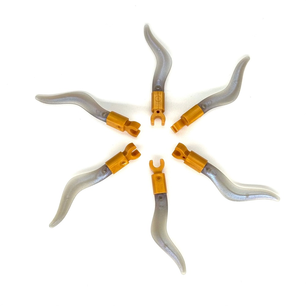 LEGO Pearl Gold Wave Flame 3.5L with Clip Lot of 6 Trans-Clear Satin 6126b